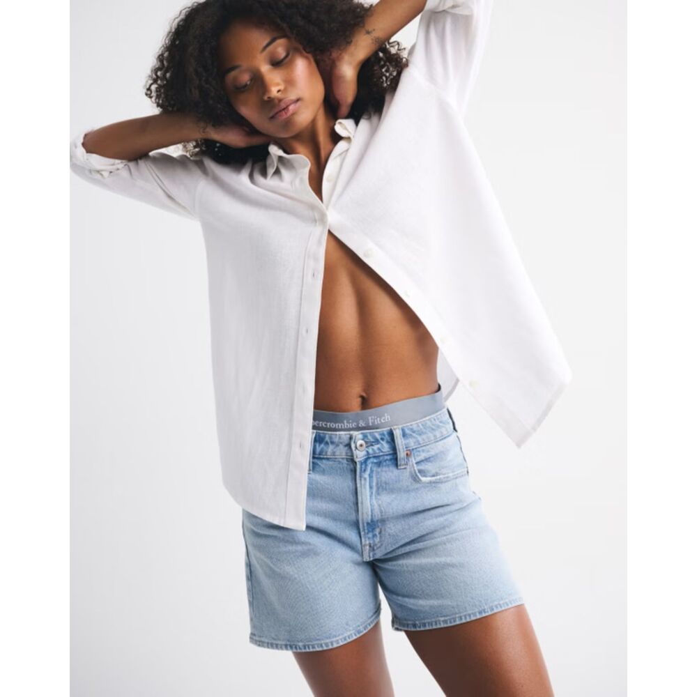 Abercrombie & Fitch Curve Love High Rise Dad Short Size 34